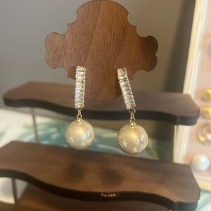 Sterling Silver Zircon Circle Pearl Earrings